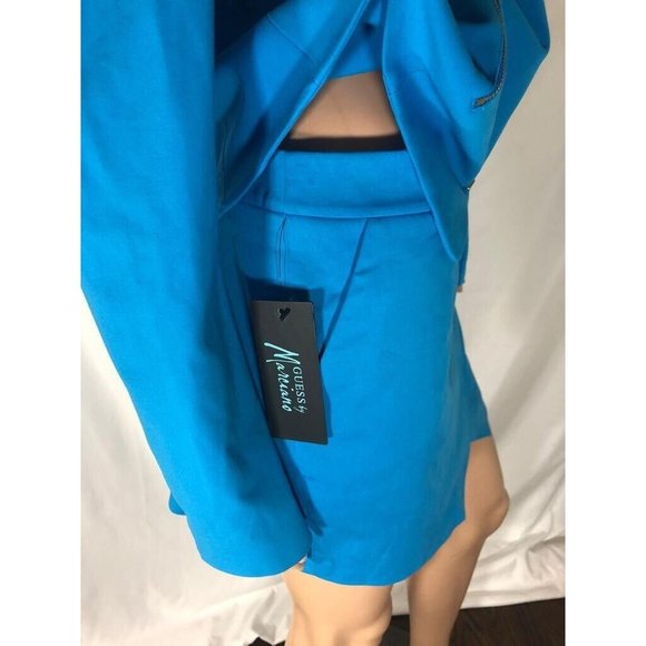 NWT Guess By Marciano Suit Set Light Blue Jacket Coat Full Zip & Skirt Mini 10 - Picture 6 of 12